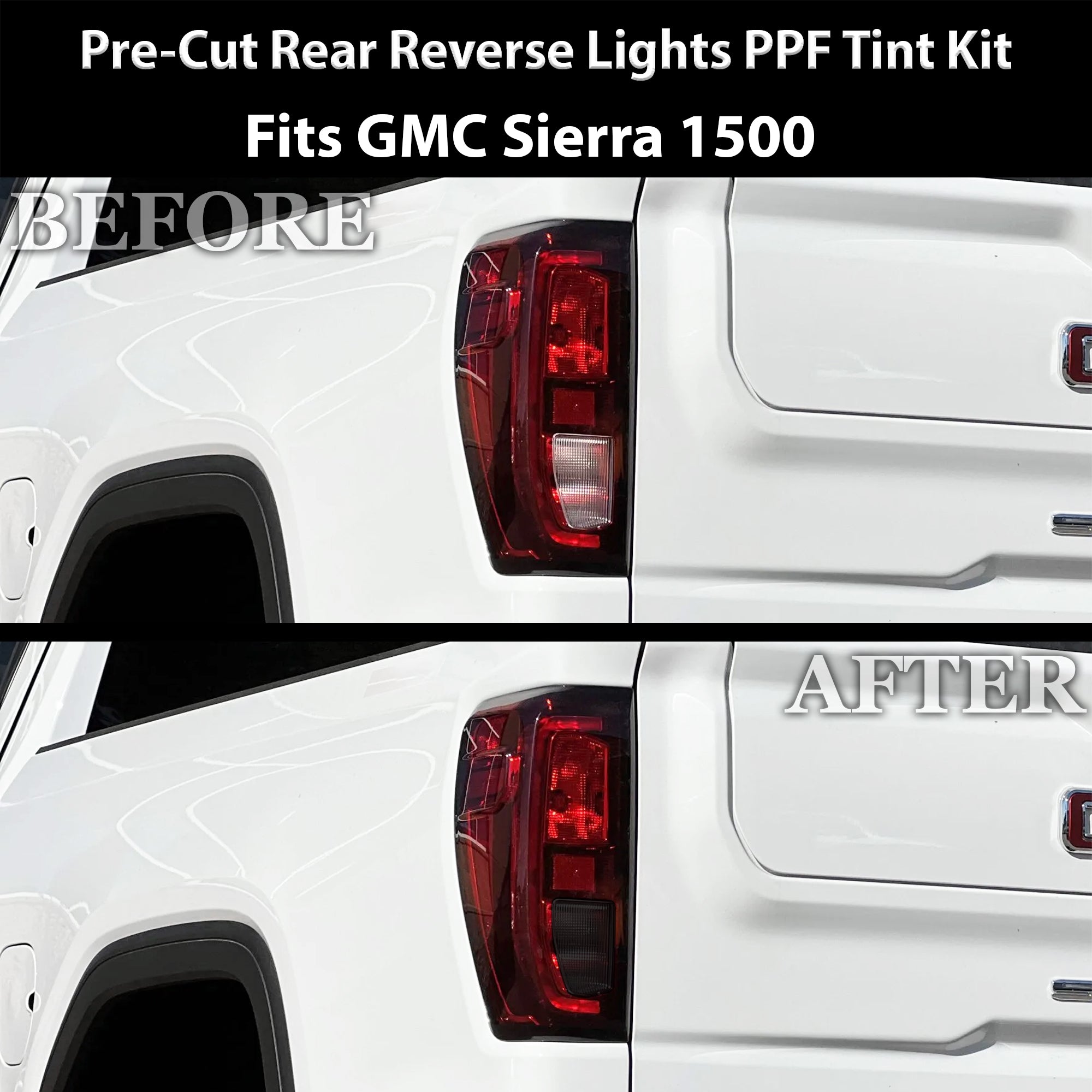 GMC Sierra 2022–2026 Dark Smoke Headlight & Taillight Tint Kit – Precut Vinyl Lens Overlays