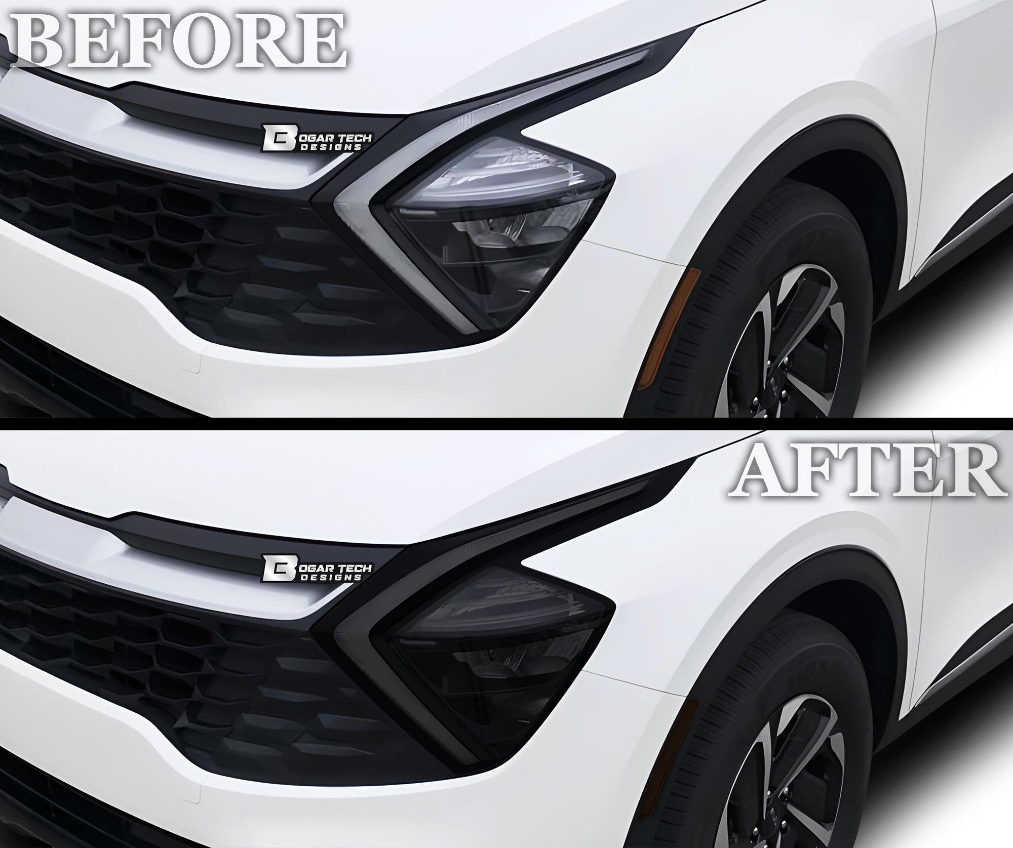 Full Headlight Taillight Precut Smoked PPF Tint Kit Film Overlay Fits Kia Sportage 2023 2023 - 2025 - Bogar Tech Designs