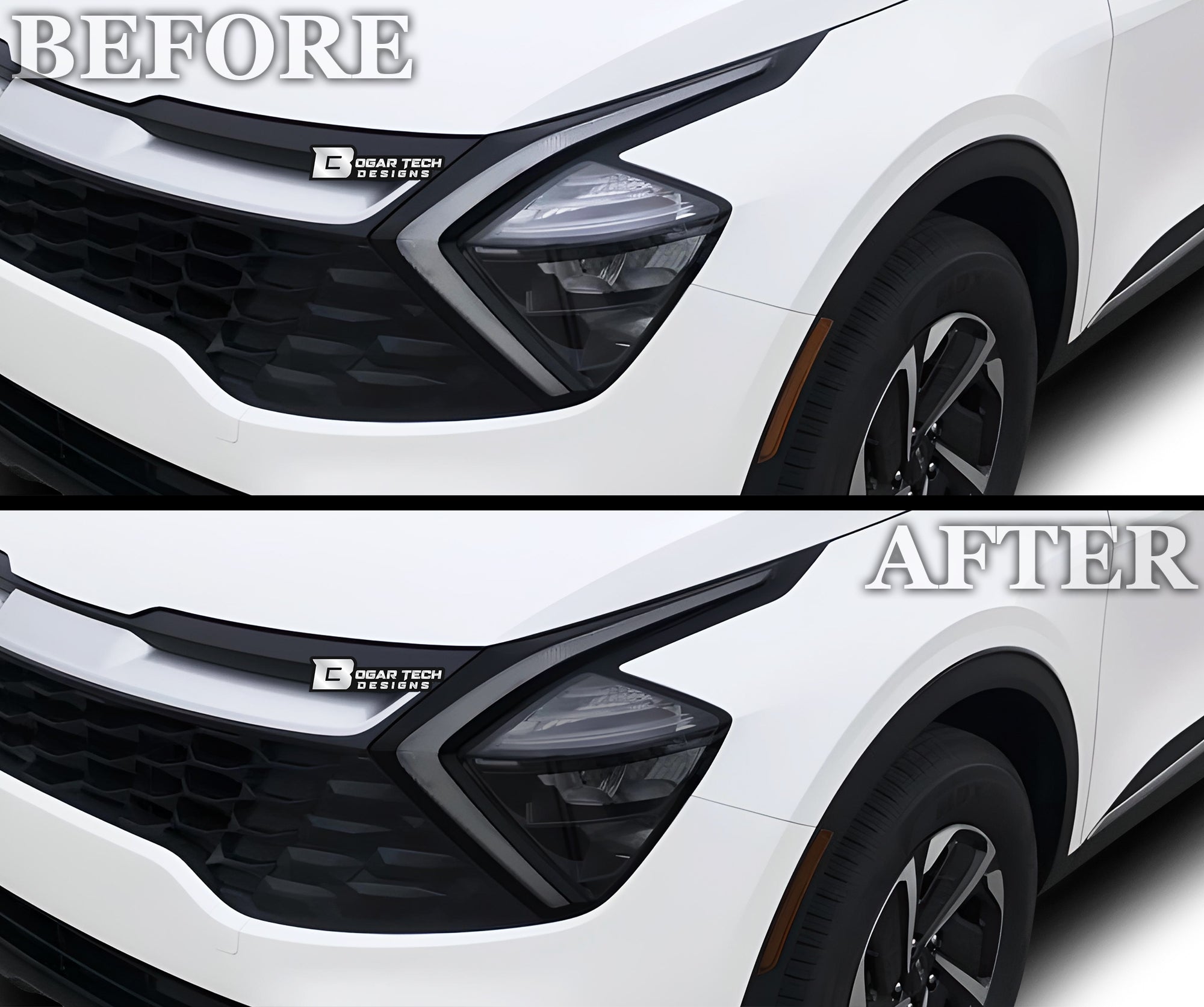Full Headlight Taillight Precut Smoked PPF Tint Kit Film Overlay Fits Kia Sportage 2023 2023 - 2025 - Bogar Tech Designs
