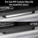 Fits Audi RS3 2022-2024 Precut Door Sill Premium Paint Protection Film PPF Decal Film Kit Cover, Gloss Black Carbon Fiber