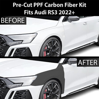 Fits Audi RS3 2022-2024 Precut Premium Gloss Black Carbon Fiber Fender Paint Protection Film PPF Decal Film Kit