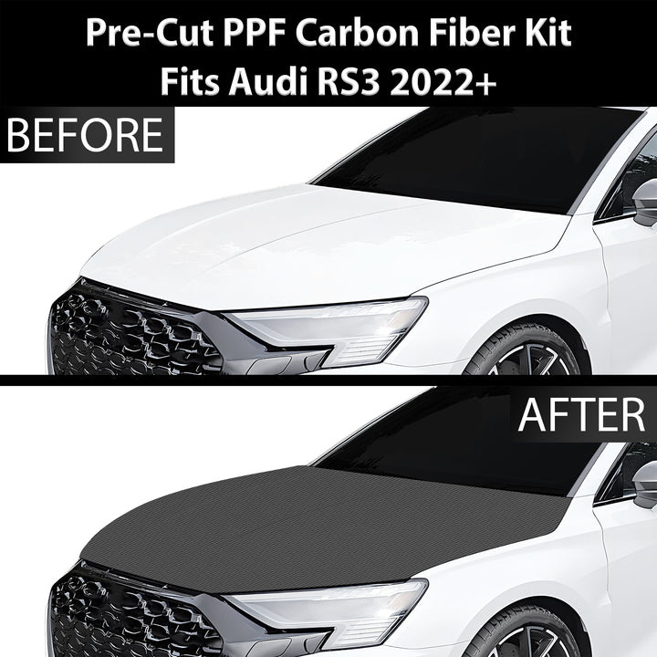 Fits Audi RS3 2022 - 2024 Precut Premium Gloss Black Carbon Fiber Hood Paint Protection Film PPF Decal Film Kit - Bogar Tech Designs