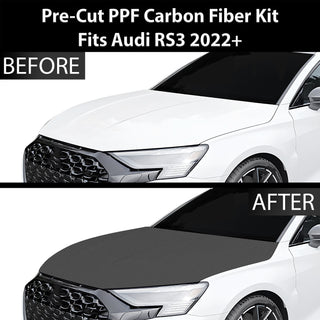 Fits Audi RS3 2022-2024 Precut Premium Gloss Black Carbon Fiber Hood Paint Protection Film PPF Decal Film Kit