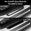 Fits BMW i4 2022+ Precut Door Sill Premium Paint Protection Film PPF Decal Film Kit Coverage, Gloss Black Carbon Fiber