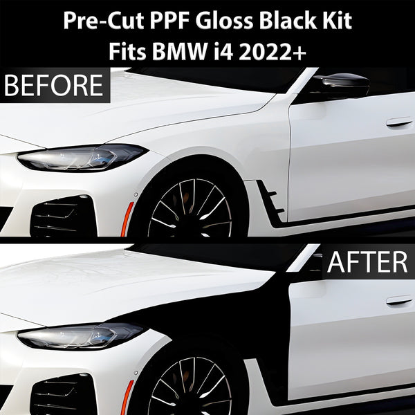 Fits BMW i4 2022+ Precut Premium Gloss Black Carbon Fiber Fender Paint Protection Film PPF Decal Film Kit Coverage