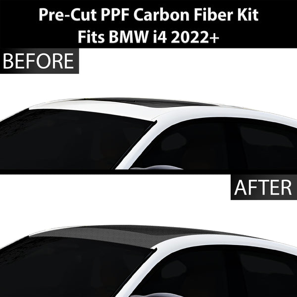 Fits BMW i4 2022+ Precut Premium Gloss Black Carbon Fiber Roof Paint Protection Film PPF Decal Film Kit Cover