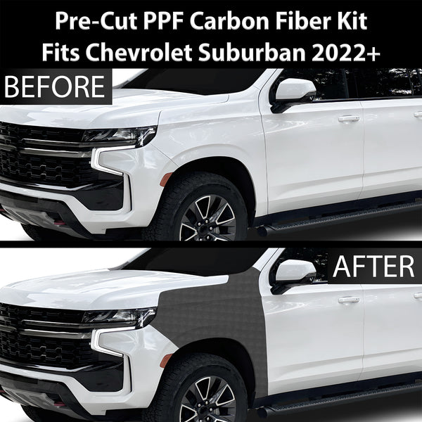 Fits Chevrolet Suburban 2021-2024 Precut Premium Gloss Black Carbon Fiber Fender Paint Protection Film PPF Decal Film Kit