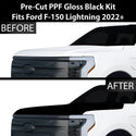 Fits Ford F-150 Lightning 2022+ Precut Premium Gloss Black Carbon Fiber Hood Paint Protection Film PPF Decal Film Kit Cover