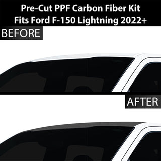 Fits Ford F-150 Lightning 2022+ Precut Premium Gloss Black Carbon Fiber Roof Paint Protection Film PPF Decal Film Kit Cover