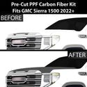 Fits GMC Sierra 1500 2022+ Precut Premium Gloss Black Carbon Fiber Hood Paint Protection Film PPF Decal Film Kit Cover