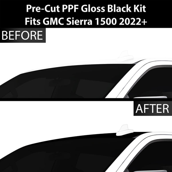 Fits GMC Sierra 1500 2022+ Precut Premium Gloss Black Carbon Fiber Roof Paint Protection Film PPF Decal Film Kit Cover