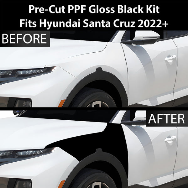 Fits Hyundai Santa Cruz 2022+ Precut Premium Gloss Black Carbon Fiber Fender Paint Protection Film PPF Decal Film Kit Coverage