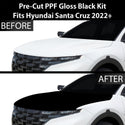 Fits Hyundai Santa Cruz 2022+ Precut Premium Gloss Black Carbon Fiber Hood Paint Protection Film PPF Decal Film Kit Coverage