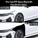 Fits KIA K5 2021+ Precut Premium Gloss Black Carbon Fiber Fender Paint Protection Film PPF Decal Film Kit