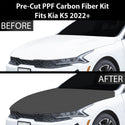 Fits KIA K5 2021+ Precut Premium Gloss Black Carbon Fiber Hood Paint Protection Film PPF Decal Film Kit Cover