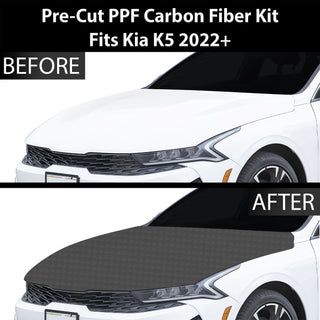 Fits KIA K5 2021+ Precut Premium Gloss Black Carbon Fiber Hood Paint Protection Film PPF Decal Film Kit