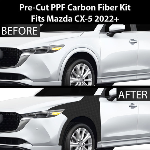 Fits Mazda CX-5 2017+ Precut Premium Gloss Black Carbon Fiber Fender Paint Protection Film PPF Decal Film Kit