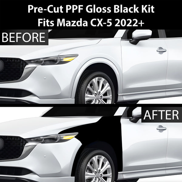 Fits Mazda CX-5 2017+ Precut Premium Gloss Black Carbon Fiber Fender Paint Protection Film PPF Decal Film Kit