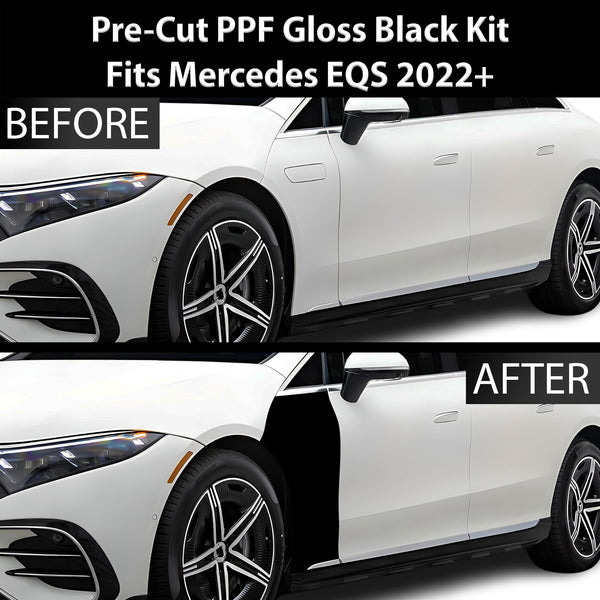 Fits Mercedes-Benz EQS 2022+ Precut Premium Gloss Black Carbon Fiber Fender Paint Protection Film PPF Decal Film Kit Cover