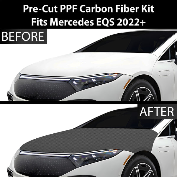 Fits Mercedes-Benz EQS 2022+ Precut Premium Gloss Black Carbon Fiber Hood Paint Protection Film PPF Decal Film Kit Cover