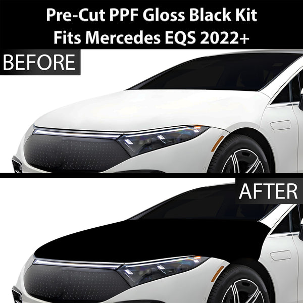 Fits Mercedes-Benz EQS 2022+ Precut Premium Gloss Black Carbon Fiber Hood Paint Protection Film PPF Decal Film Kit Cover