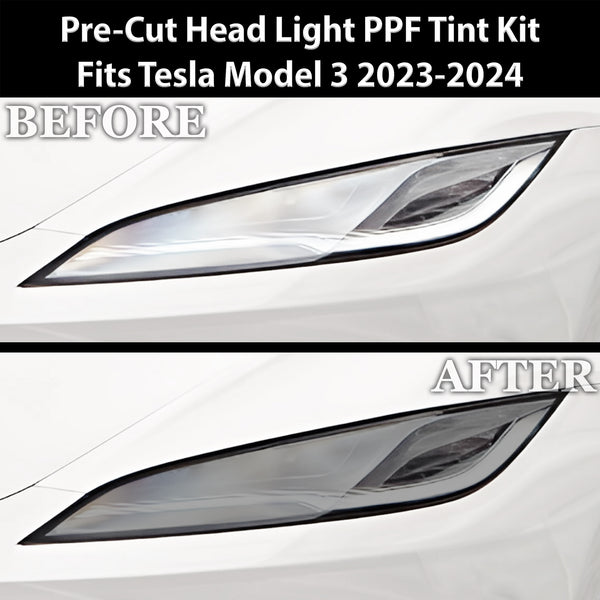 Full Headlight Taillight Precut Smoked PPF Tint Kit Film Overlay Fits Tesla Model 3 2024+