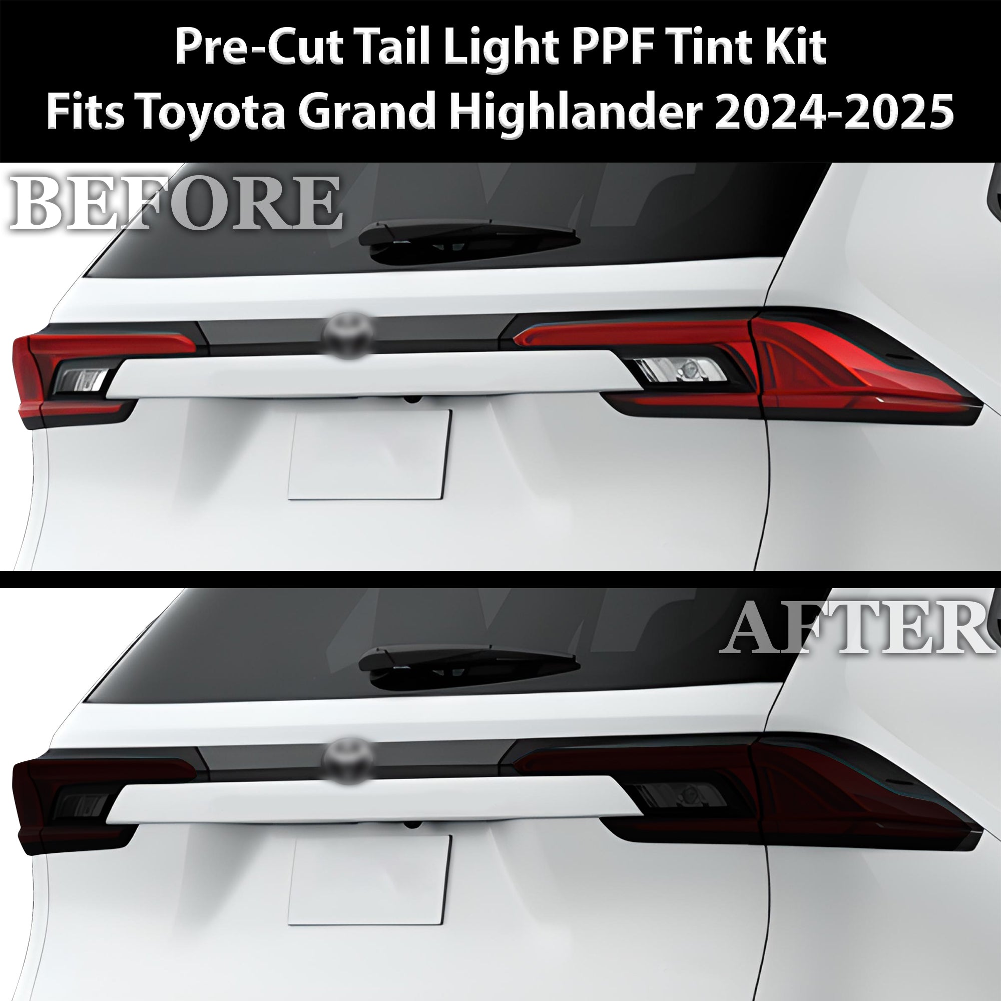 Full Headlight Taillight Precut Smoked PPF Tint Kit Film Overlay Fits Toyota Grand Highlander 2024 - 2025 - Bogar Tech Designs