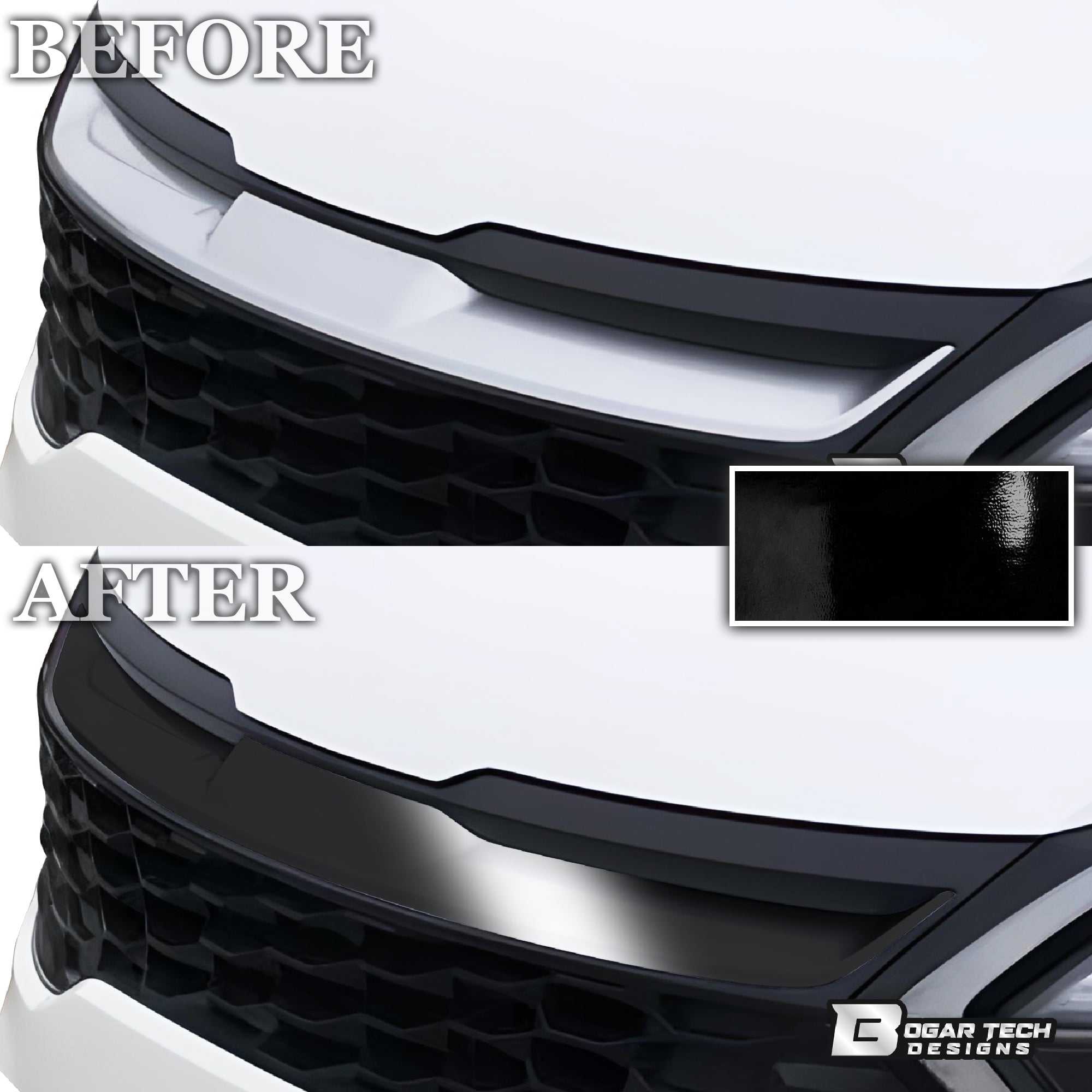 Vinyl Chrome Delete Wheel Sides Front Trim Blackout Decal Stickers Overlay Film Fits Kia Sportage 2023 - 2025 - Bogar Tech Designs