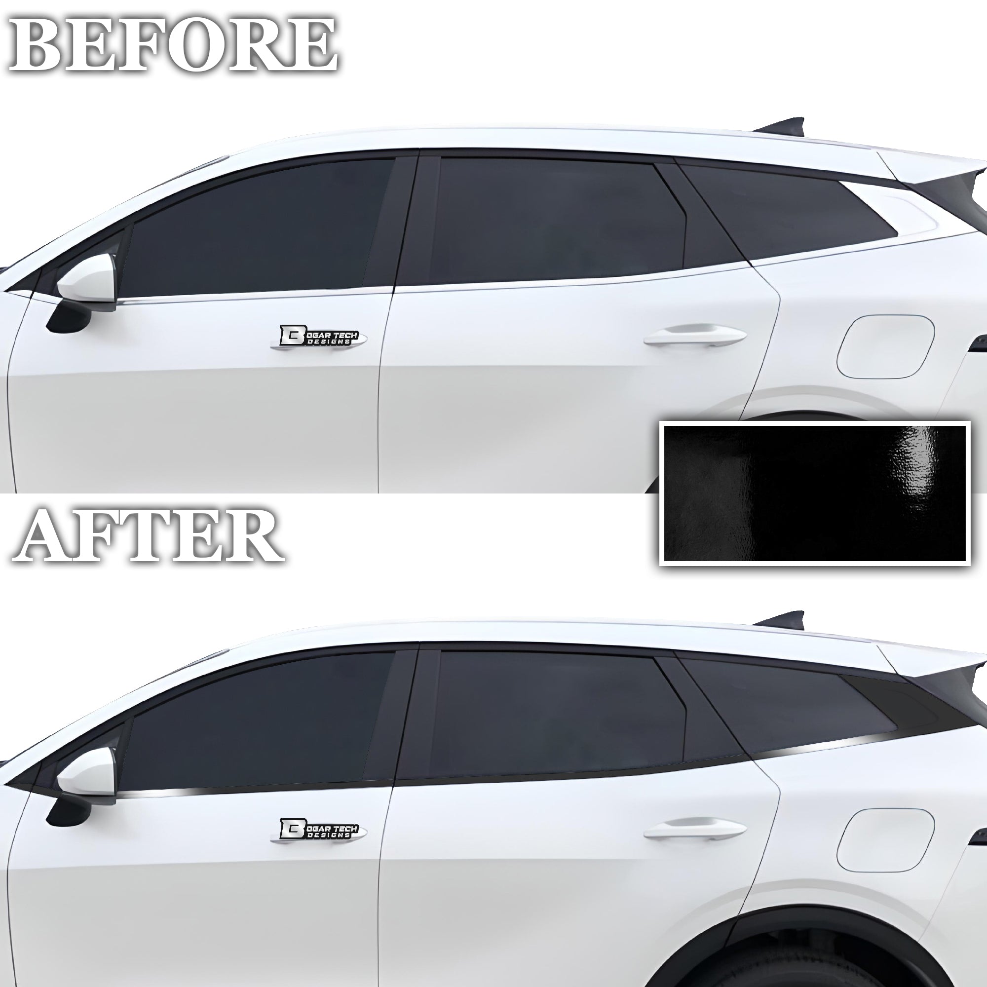 Vinyl Chrome Delete Wheel Sides Front Trim Blackout Decal Stickers Overlay Film Fits Kia Sportage 2023 - 2025 - Bogar Tech Designs