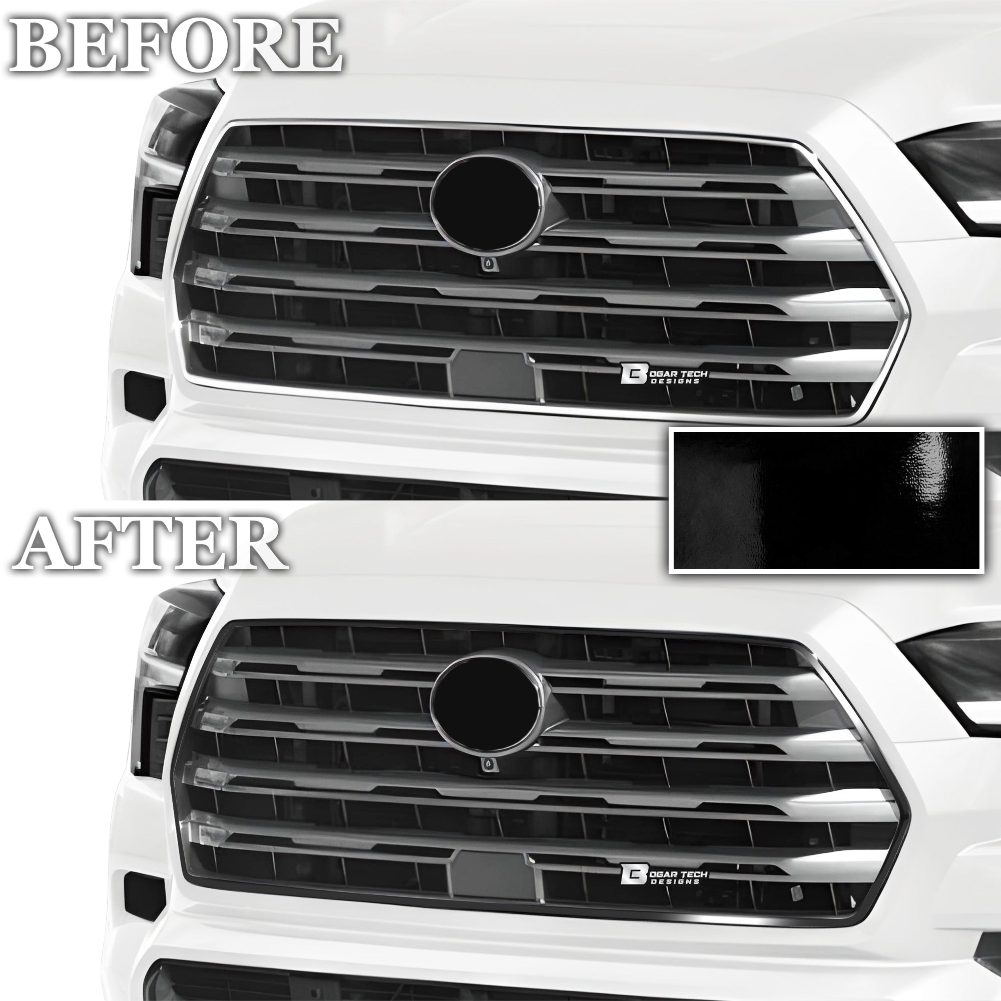 Vinyl Chrome Delete Grille Side Window Rear Wheel Blackout Decal Stickers Overlay Film Fits Toyota Sequoia 2023 - 2025 - Bogar Tech Designs