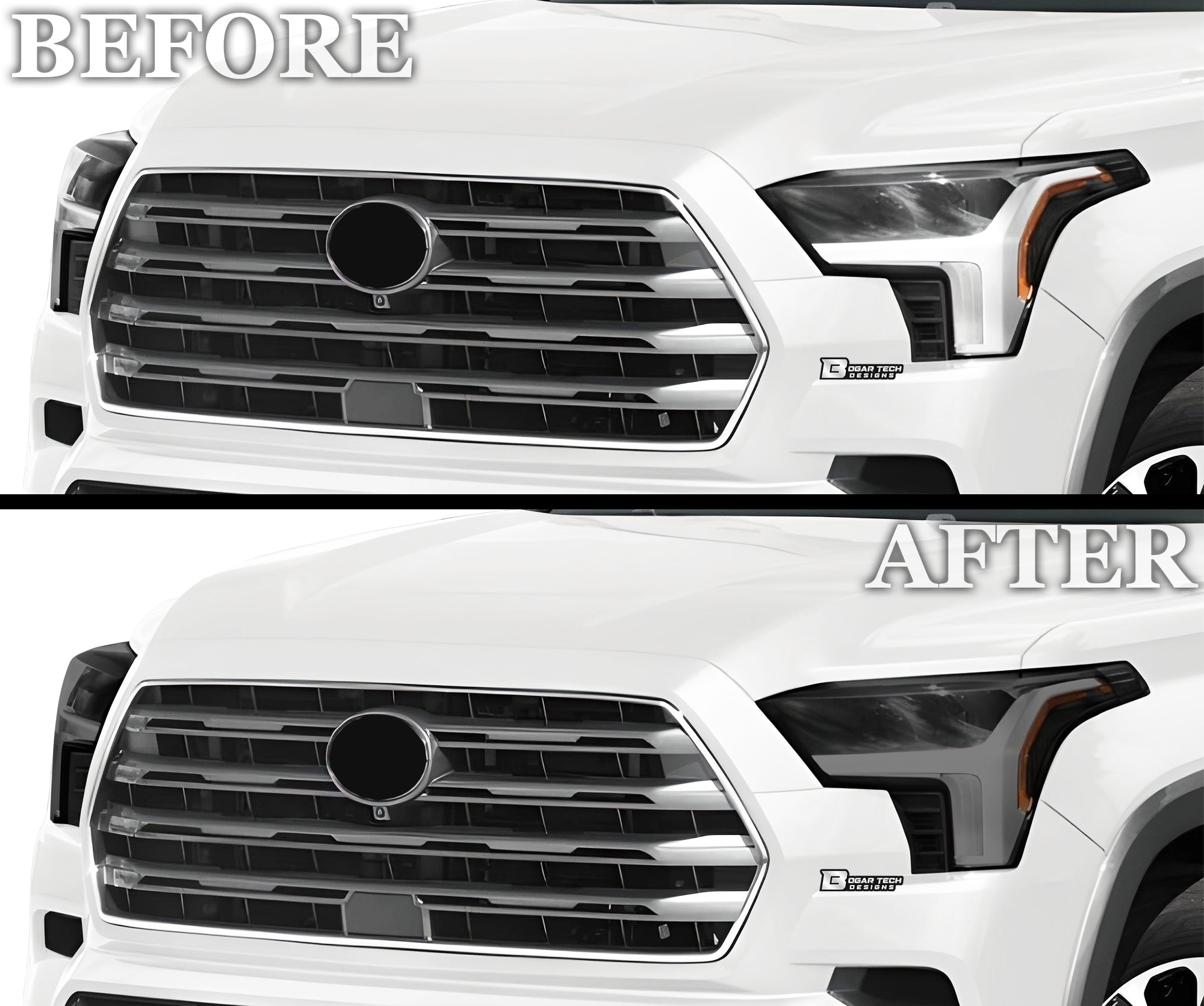 Full Headlight Taillight Precut Smoked PPF Tint Kit Film Overlay Fits Toyota Sequoia 2023 - 2025 - Bogar Tech Designs