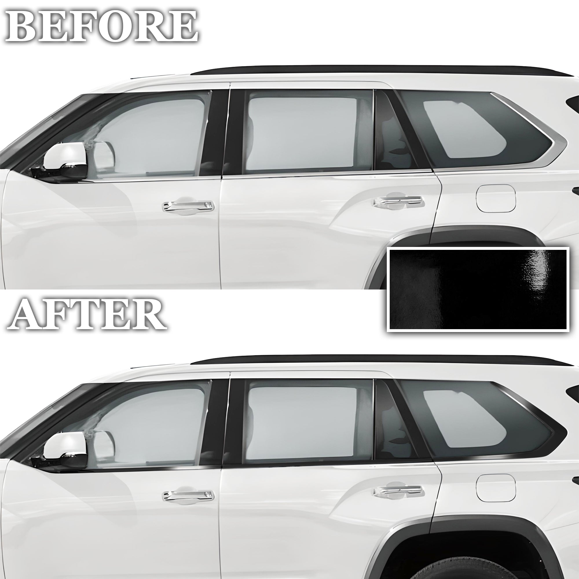 Vinyl Chrome Delete Grille Side Window Rear Wheel Blackout Decal Stickers Overlay Film Fits Toyota Sequoia 2023 - 2025 - Bogar Tech Designs