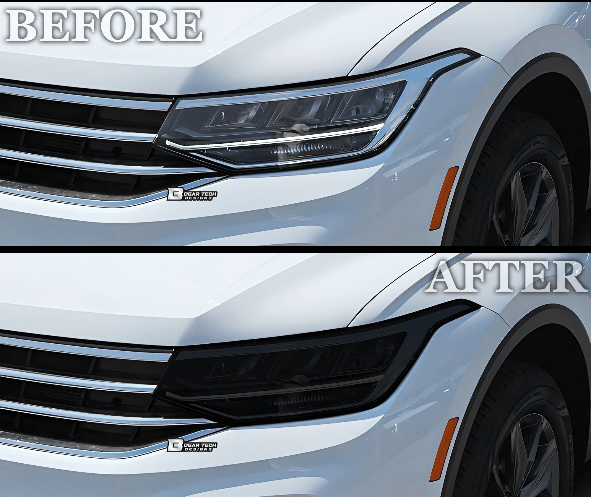 Full Headlight Taillight Precut Smoked PPF Tint Kit Film Overlay Fits Volkswagen Tiguan 2018 - 2024 - Bogar Tech Designs
