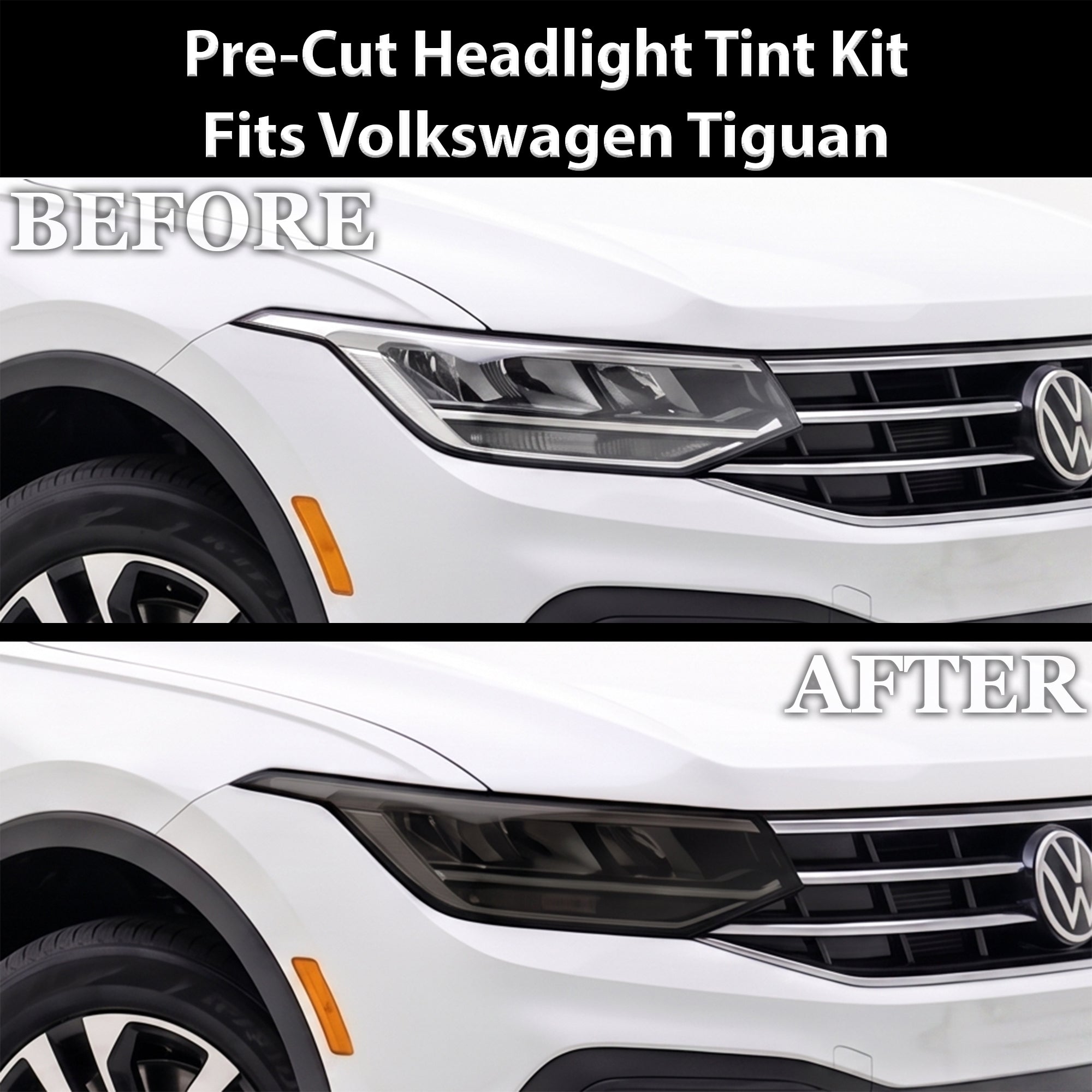Volkswagen Tiguan 2022–2024 Dark Smoke Headlight & Taillight Tint Kit – Precut Vinyl Lens Overlays