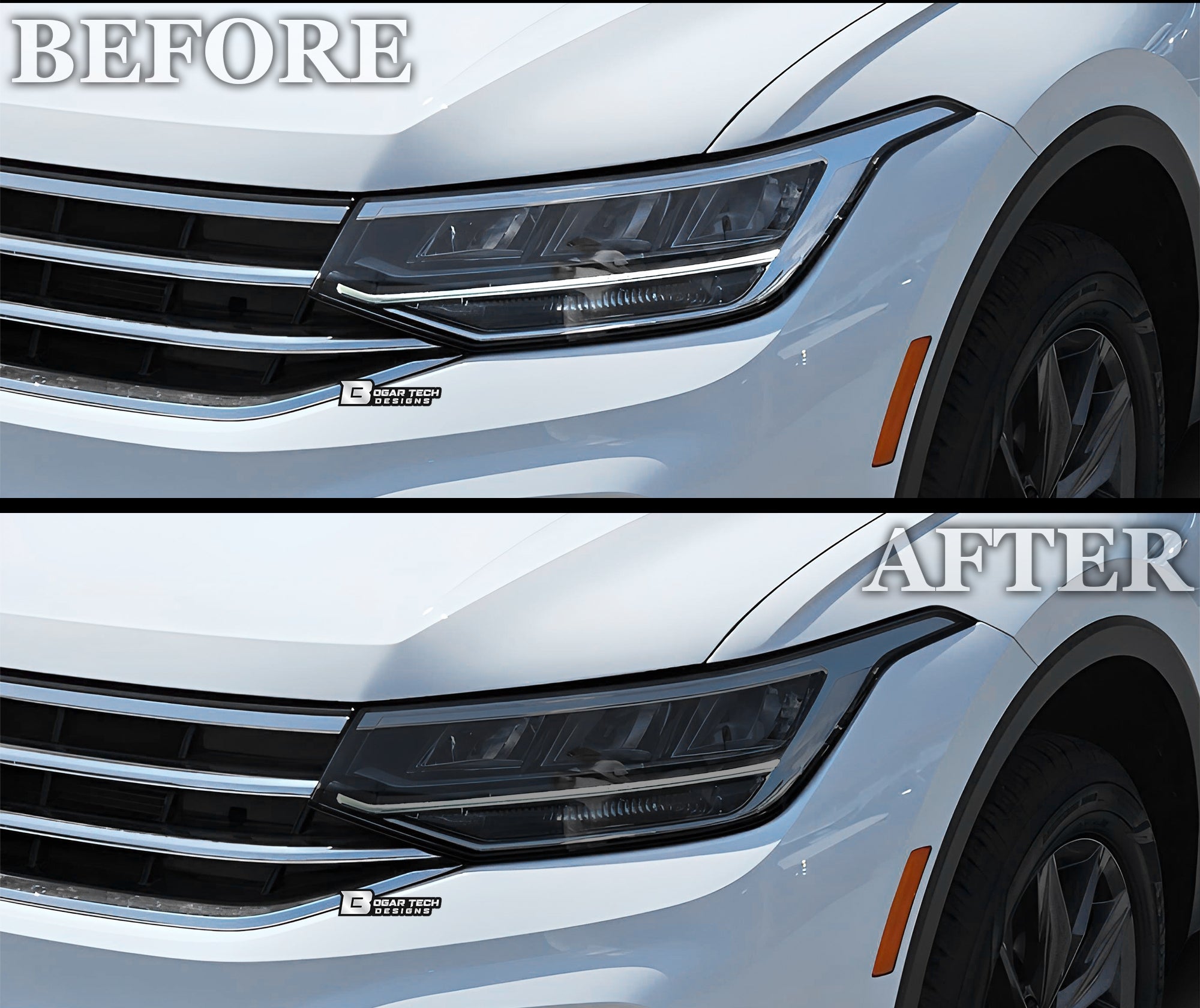 Full Headlight Taillight Precut Smoked PPF Tint Kit Film Overlay Fits Volkswagen Tiguan 2018 - 2024 - Bogar Tech Designs