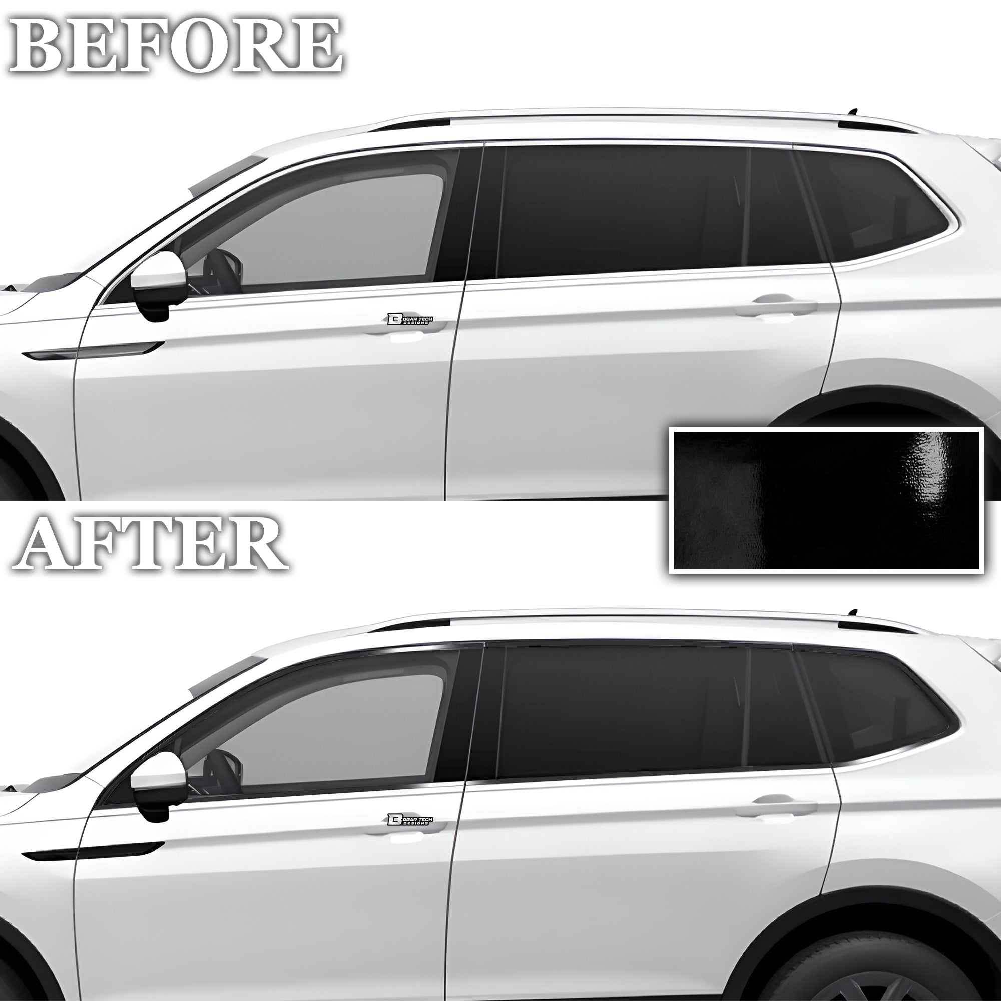 Vinyl Chrome Delete Grille Window Wheel Blackout Decal Stickers Overlay Film Fits Volkswagen Tiguan - Bogar Tech Designs