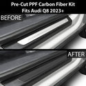 Fits Audi Q8 2023+ Precut Door Sill Premium Paint Protection Film PPF Decal Film Kit Cover, Gloss Black Carbon Fiber