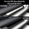 Fits Audi Q8 2023+ Precut Door Sill Premium Paint Protection Film PPF Decal Film Kit Cover, Gloss Black Carbon Fiber