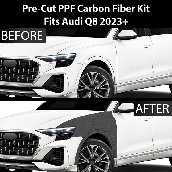 Fits Audi Q8 2023+ Precut Premium Gloss Black Carbon Fiber Fender Paint Protection Film PPF Decal Film Kit Cover