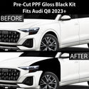 Fits Audi Q8 2023+ Precut Premium Gloss Black Carbon Fiber Fender Paint Protection Film PPF Decal Film Kit Cover