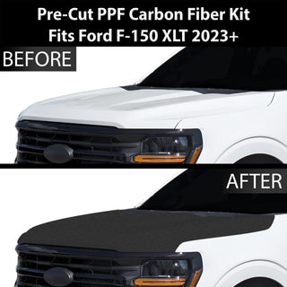 Fits Ford F-150 2021+ Precut Premium Gloss Black Carbon Fiber Hood Paint Protection Film PPF Decal Film Kit Cover