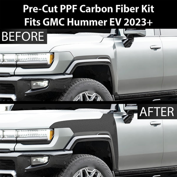 Fits GMC Hummer EV 2022+ Precut Premium Gloss Black Carbon Fiber Fender Paint Protection Film PPF Decal Film Kit