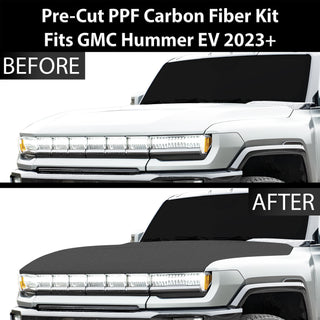 Fits GMC Hummer EV 2022+ Precut Premium Gloss Black Carbon Fiber Hood Paint Protection Film PPF Decal Film Kit