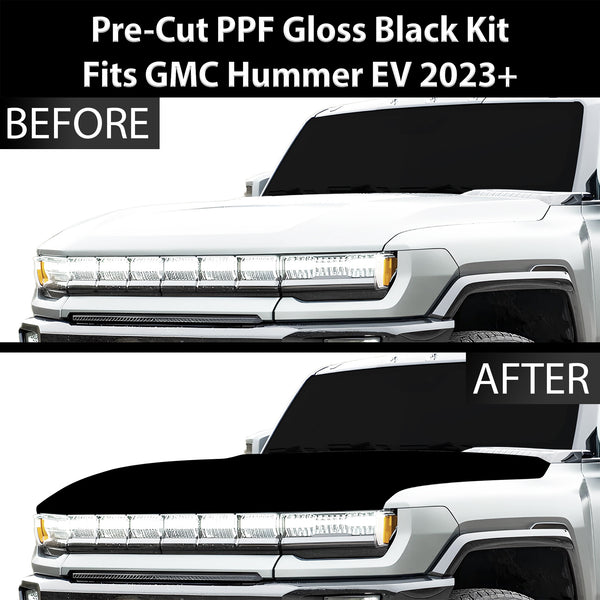 Fits GMC Hummer EV 2022+ Precut Premium Gloss Black Carbon Fiber Hood Paint Protection Film PPF Decal Film Kit