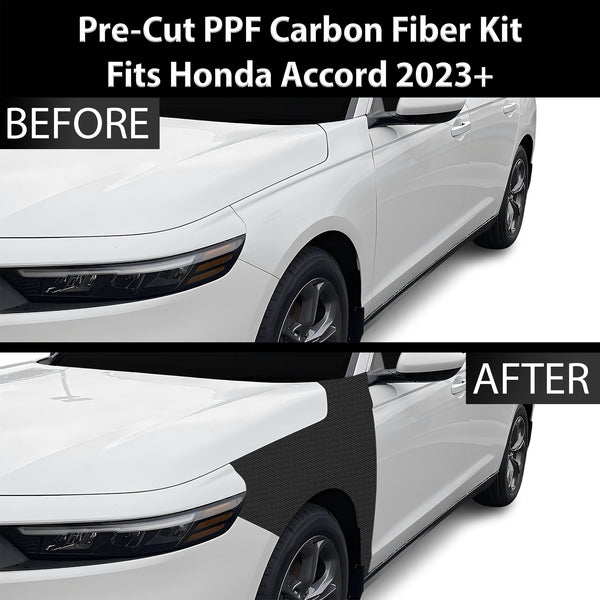 Fits Honda Accord 2023+ Precut Premium Gloss Black Carbon Fiber Fender Paint Protection Film PPF Decal Film Kit Cover