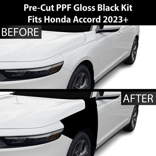 Fits Honda Accord 2023+ Precut Premium Gloss Black Carbon Fiber Fender Paint Protection Film PPF Decal Film Kit