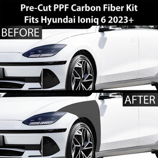 Fits Hyundai Ioniq 6 2023+ Precut Premium Gloss Black Carbon Fiber Fender Paint Protection Film PPF Decal Film Kit Cover