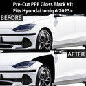 Fits Hyundai Ioniq 6 2023+ Precut Premium Gloss Black Carbon Fiber Fender Paint Protection Film PPF Decal Film Kit Cover