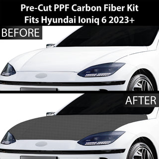 Fits Hyundai Ioniq 6 2023+ Precut Premium Gloss Black Carbon Fiber Hood Paint Protection Film PPF Decal Film Kit Cover