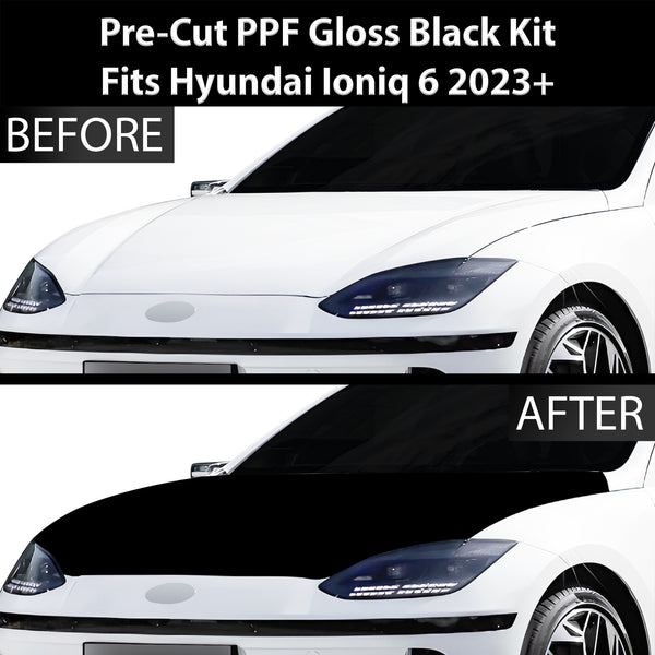 Fits Hyundai Ioniq 6 2023+ Precut Premium Gloss Black Carbon Fiber Hood Paint Protection Film PPF Decal Film Kit Cover